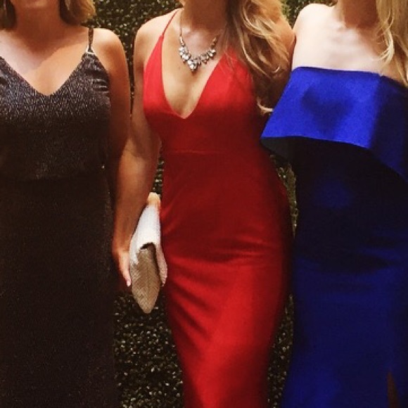 x Love Indie Polly V Cut Maxi Dress in Red - Picture 10 of 12